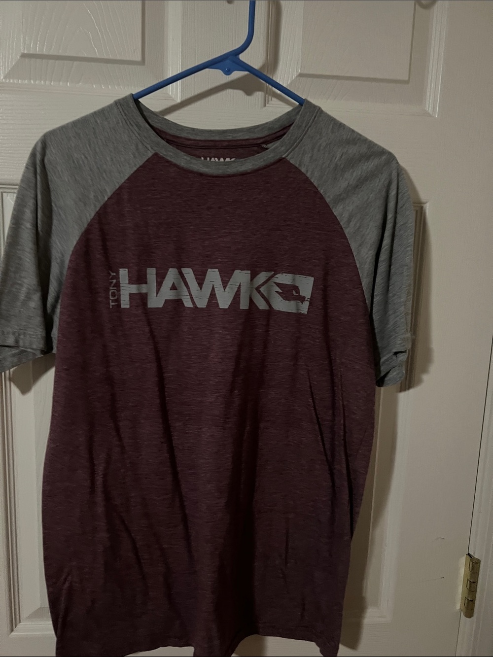 Tony Hawk Maroon and Gray Raglan Graphic Tee